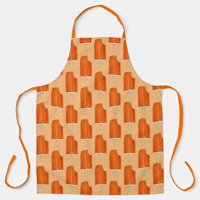 Orange Creme Creamsicle Ice Cream Popsicle Pop Apron (Front)