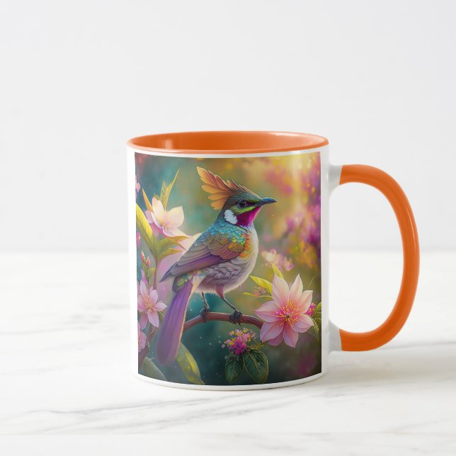 Orange Crested Rainbow Jay Fantasy Bird Mug (Right)