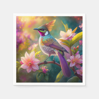 Orange Crested Rainbow Jay Fantasy Bird Napkin