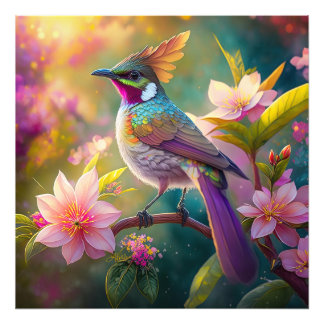 Orange Crested Rainbow Jay Fantasy Bird Photo Print