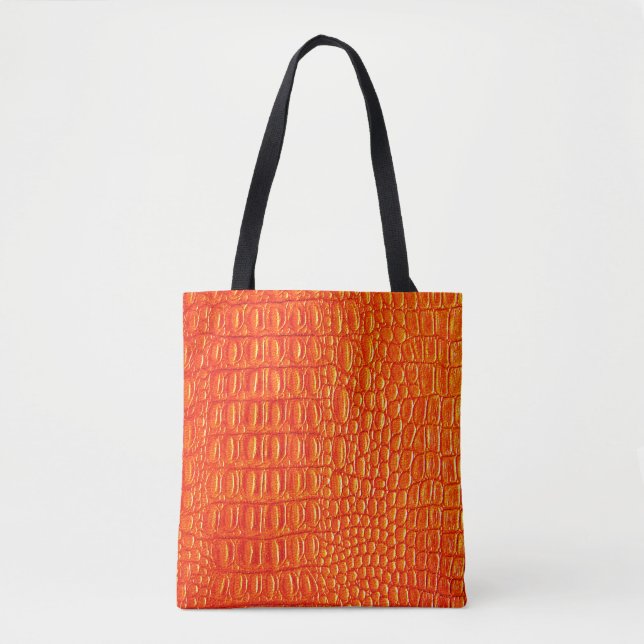 Orange Crocodile leather print  Tote Bag (Front)