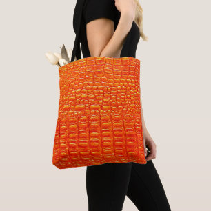 Orange Crocodile leather print  Tote Bag
