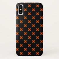 Orange cross stitches on black