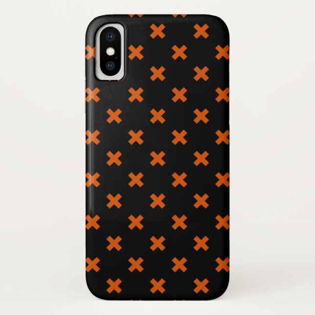 Orange cross stitches on black Case-Mate iPhone case (Back)