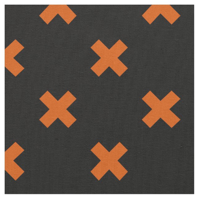 Orange cross stitches on black fabric (Close Up)