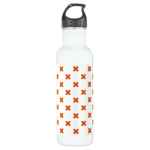 Orange cross stitches on white 710 ml water bottle