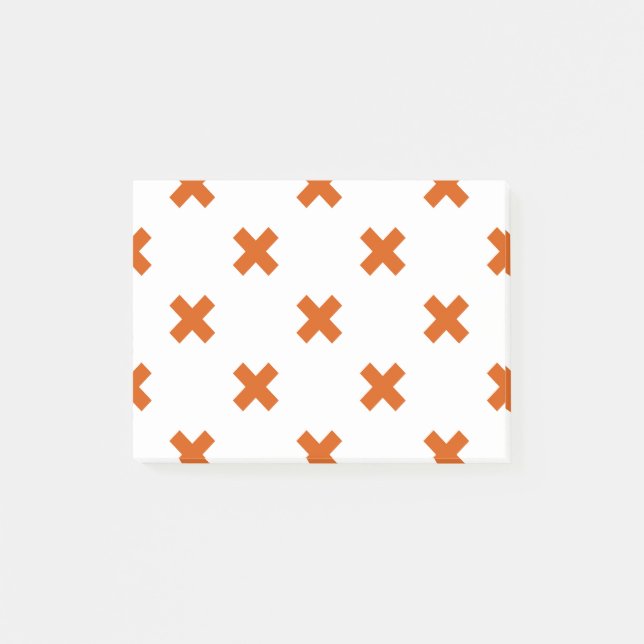 Orange cross stitches on white post-it notes (Front)