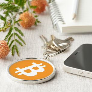 Orange Crypto currency Bitcoin Key Ring