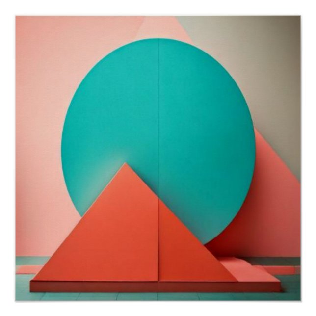 Orange Cubes Explosion Geometric Abstract Poster (Front)