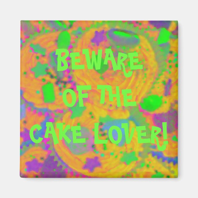 Orange Cupcakes 'cake lover'  fridge magnet (Front)