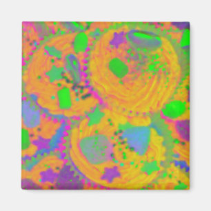 Orange Cupcakes fridge magnet square