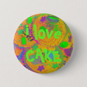 Orange Cupcakes 'i love CAKE' button badge