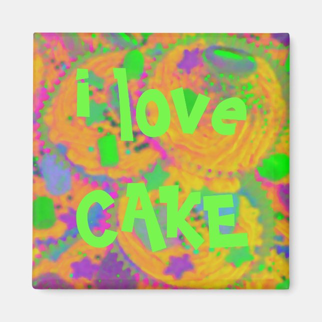 Orange Cupcakes 'i love cake'  fridge magnet (Front)