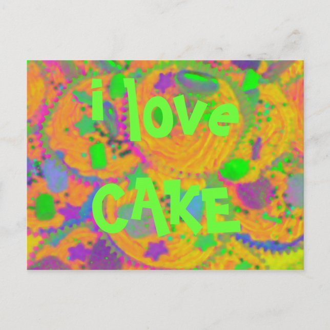 Orange Cupcakes 'i love CAKE' postcard (Front)