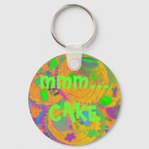 Orange Cupcakes 'mmm... CAKE' keychain
