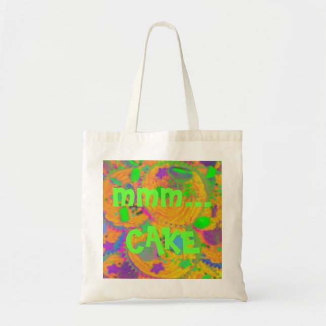 Orange Cupcakes 'mmm...cake' tote bag (Front)