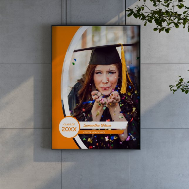 Orange Curved Frame Photo Graduation Poster (Creator Uploaded)