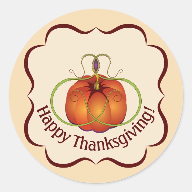 Orange Curvy Pumpkin Autumn Classic Round Sticker (Front)