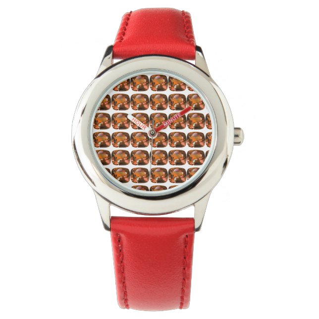 Orange Cushion-cut Pattern Watch (Front)