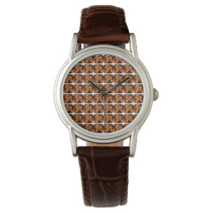 Orange Cushion-cut Pattern Watch