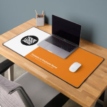Orange | Custom Business Logo Name, Slogan Desk Mat