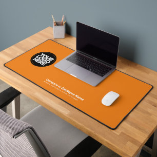 Orange   Custom Business Logo Name, Slogan Desk Mat