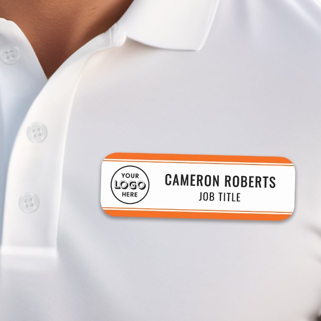 Orange Custom Company Logo Employee Name Tag (Creator Uploaded)