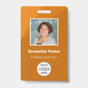 Orange Custom Employee - Photo ID, Logo, Bar Code ID Badge