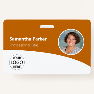 Orange Custom Employee Photo, Logo, Barcode, Name ID Badge