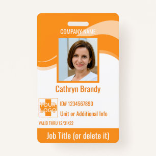 Orange custom Employee Security Id, logo, Bar Code ID Badge
