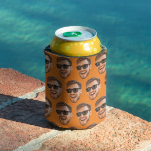 Orange Custom Photo Party Supplies With Face Can Cooler
