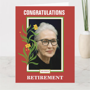 Orange Custom Photo Retirement Congratulations Card