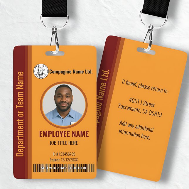 Orange Customisable Company ID Badge with Photo (Orange Customizable Company ID Badge with Photo)
