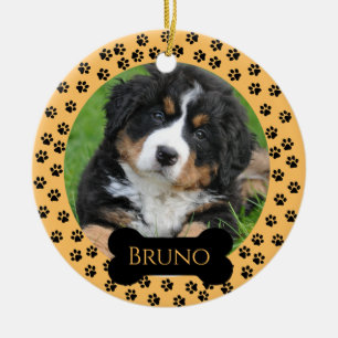 Orange Customisable Pet Ceramic Circle Ornament