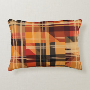 Orange Cute Autumn Check Pattern Decorative Cushion