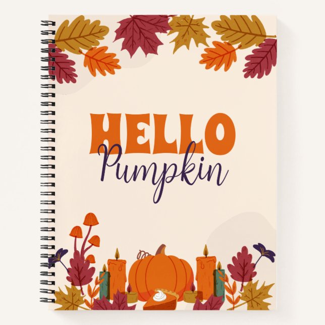 Orange Cute Autumn Harvest Pumpkin Patch Notebook (Front)