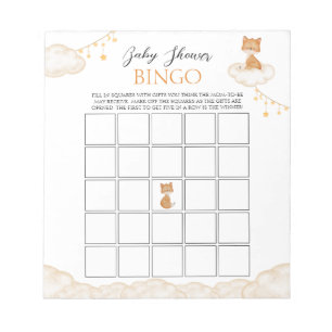 Orange Cute Fox Baby Shower Bingo Notepad