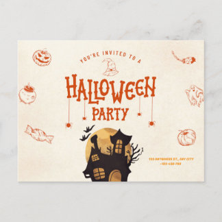 Orange cute Halloween invitation