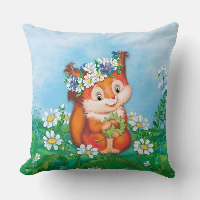 orange cute squirrel cushion (Front)