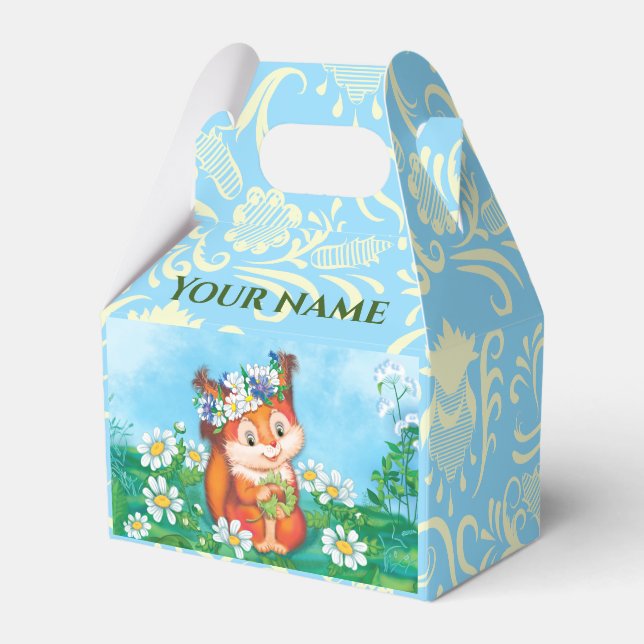 orange cute squirrel favour box (Front Side)