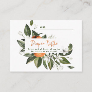 Orange Cutie Baby Shower Diaper Raffle Enclosure Card