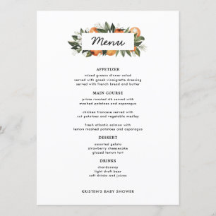 Orange Cutie Citrus Table Menu Cards
