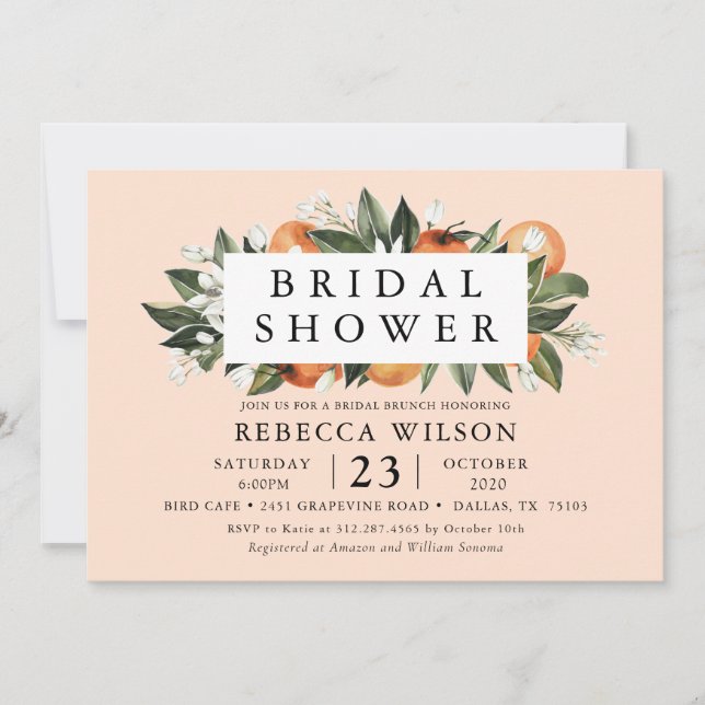Orange Cutie Modern Bridal Shower Invitation (Front)
