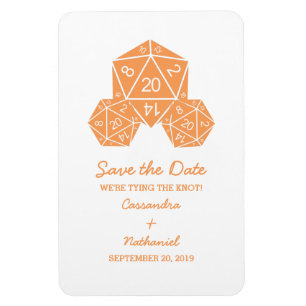 Orange D20 Dice Save the Date Magnet