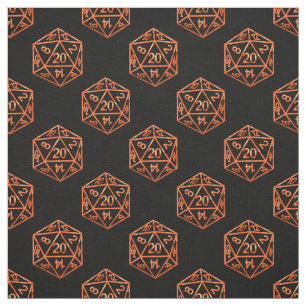 Orange D20 Pattern   Role Player Gamer RPG Dice Fabric