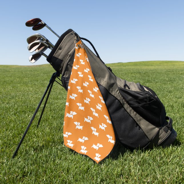 Orange Dachshund Lover Golf Gift Towel (Green)