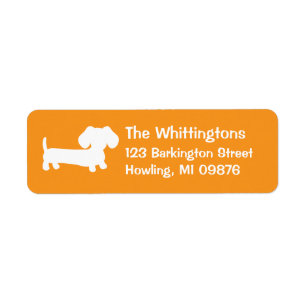 Orange Dachshund Return Address Labels 