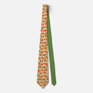 Orange Daffodil Floral Pattern Tie