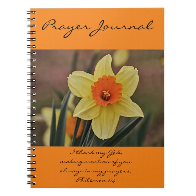 Orange Daffodil Prayer Journal Philemon 1:4 (Front)