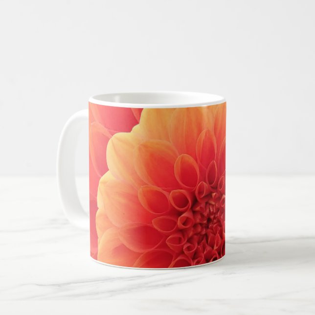 Orange Dahlia Coffee Mug (Front Left)